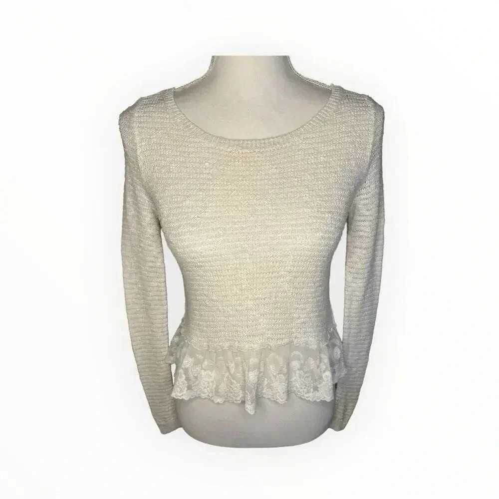Abercrombie Kids Girl’s‎ Medium Lace Trimmed Long Sleeved Sweater